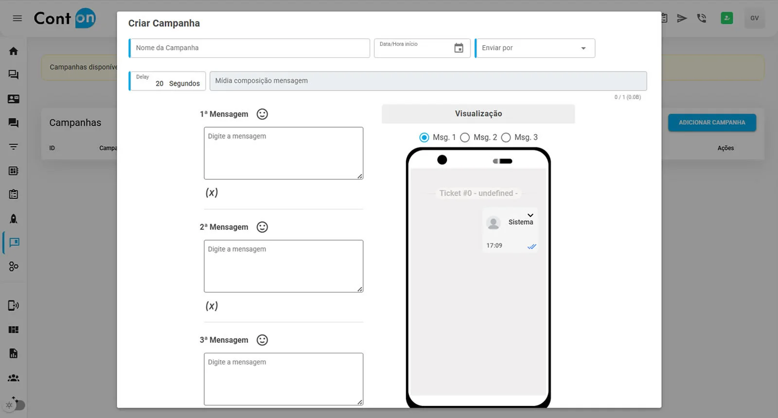 Criação de Campanhas